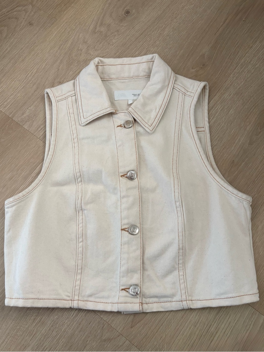 Zara | Women’s Sleeveless Button-Front Cotton Vest | Size Small